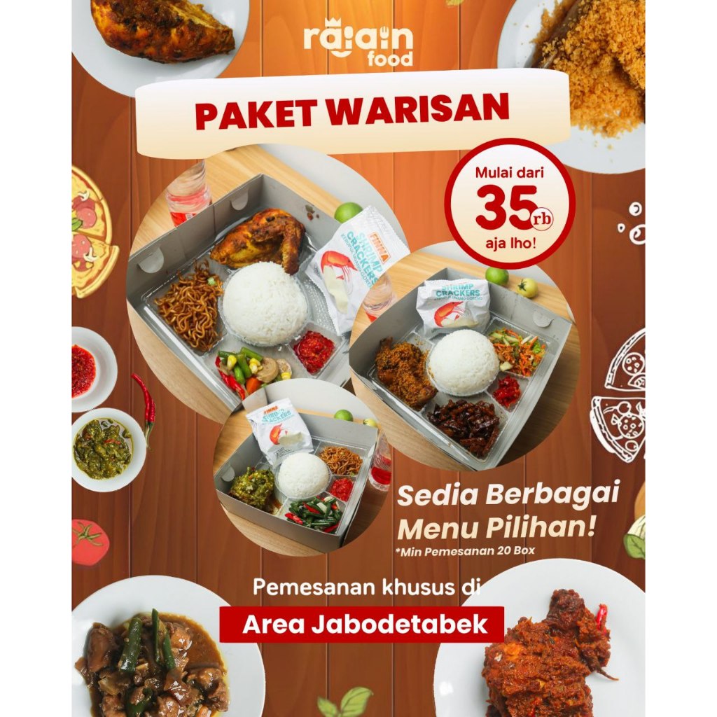 

Paket Nasi Kotak Catering WARISAN – Rajain Food | Cocok untuk Acara & Syukuran