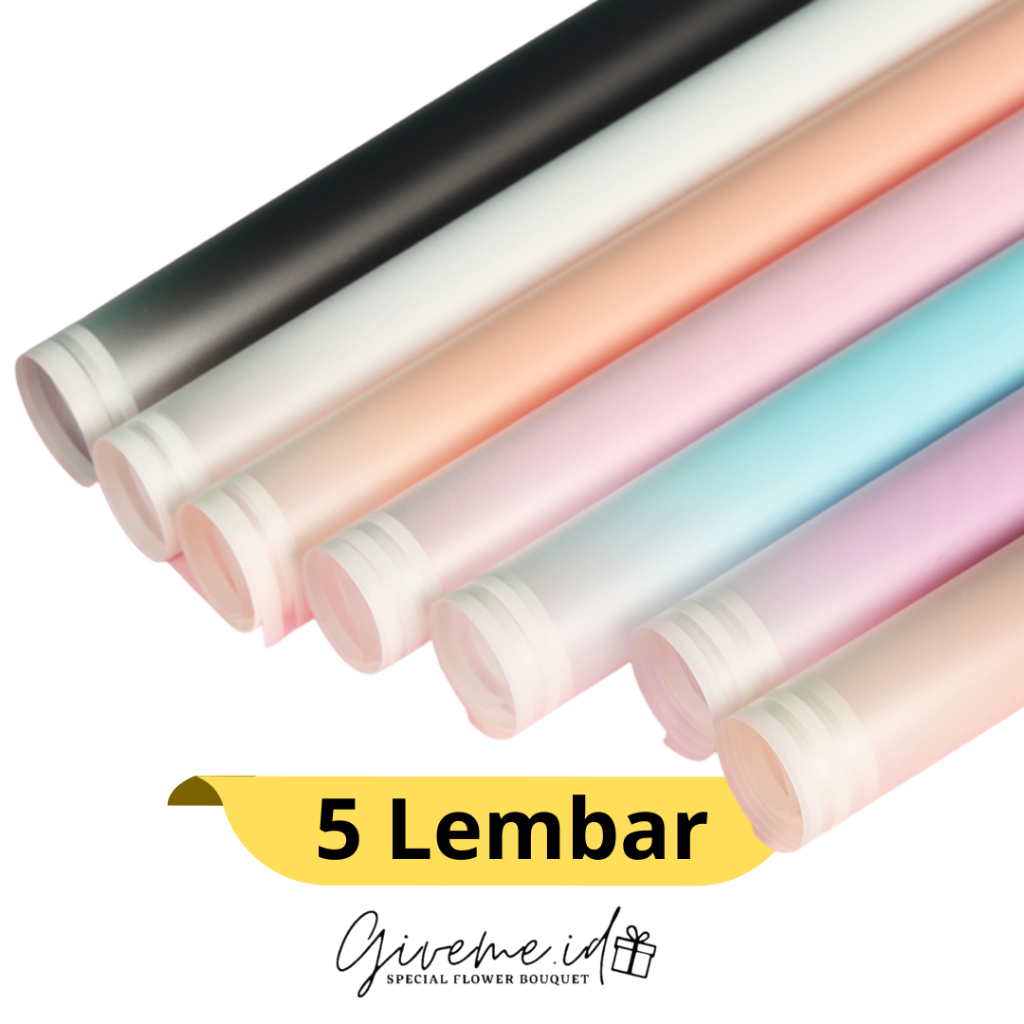 

Cellophane Gradasi 5 Lembar Kertas Buket Bunga Florist Wrapping paper Ecer Motif Warna Pelangi