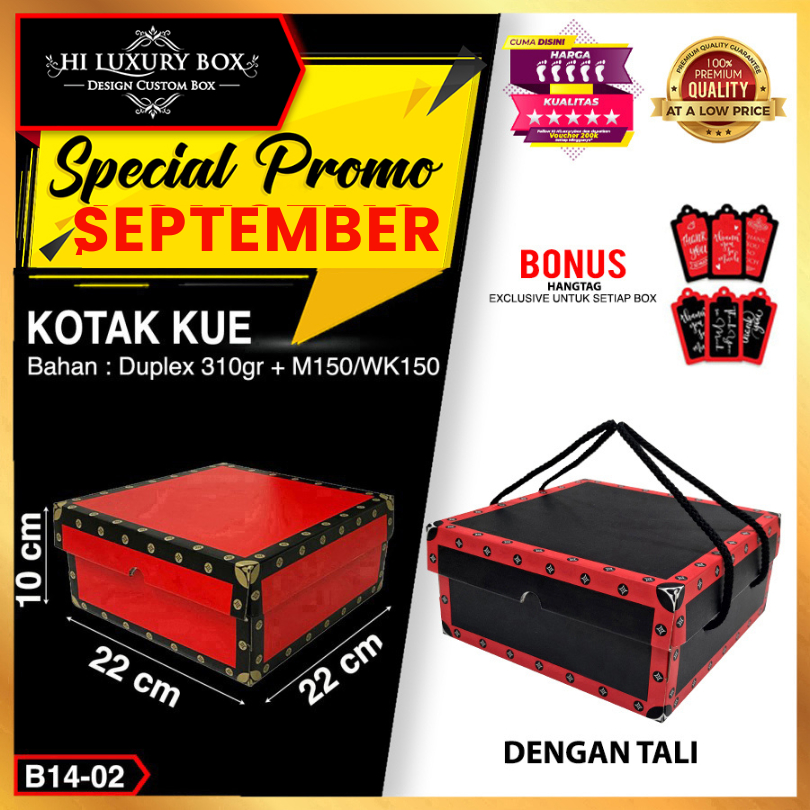 

Kotak Kue | Dus Kue | Kotak serbaguna | Kraft | Murah 22x22x10 Merah Hitam Kotak Imlek|B14
