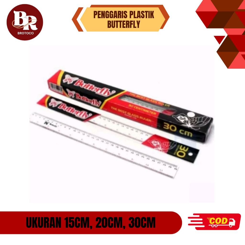 

[BROTOCO] Penggaris Butterfly Plastik 20cm 30cm Isi Harga Per Pcs