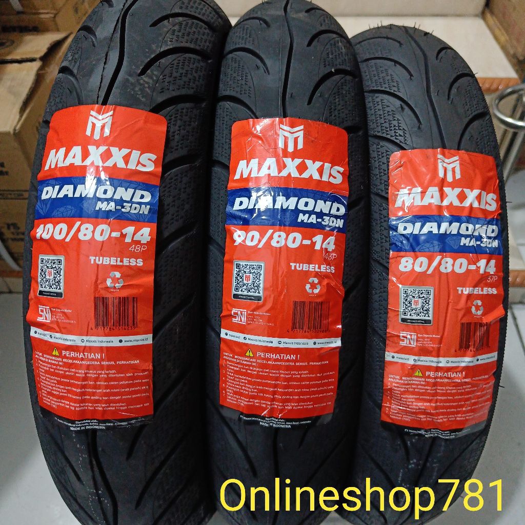 BAN TUBELESS 90/80-14 & 100/80-14 MAXXIS DIAMOND +pentil tubeless