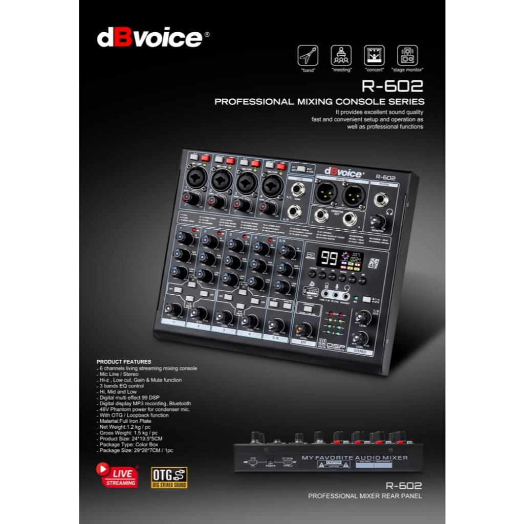 R-602 MIXER 6 CHANNEL DBVOICE ORIGINAL / MIXER 6 CHANNEL / R602 DBVOICE / R 602 DBVOICE