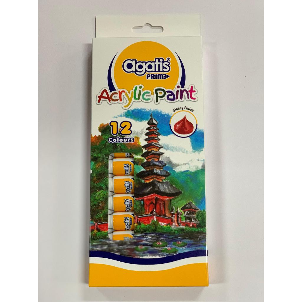 

cat acrylic 12 warna akrilik merek AGATIS PRIME ( 12 warna 12 ml) ukruan besar by PT ASABA kualitas bagus gambar pura