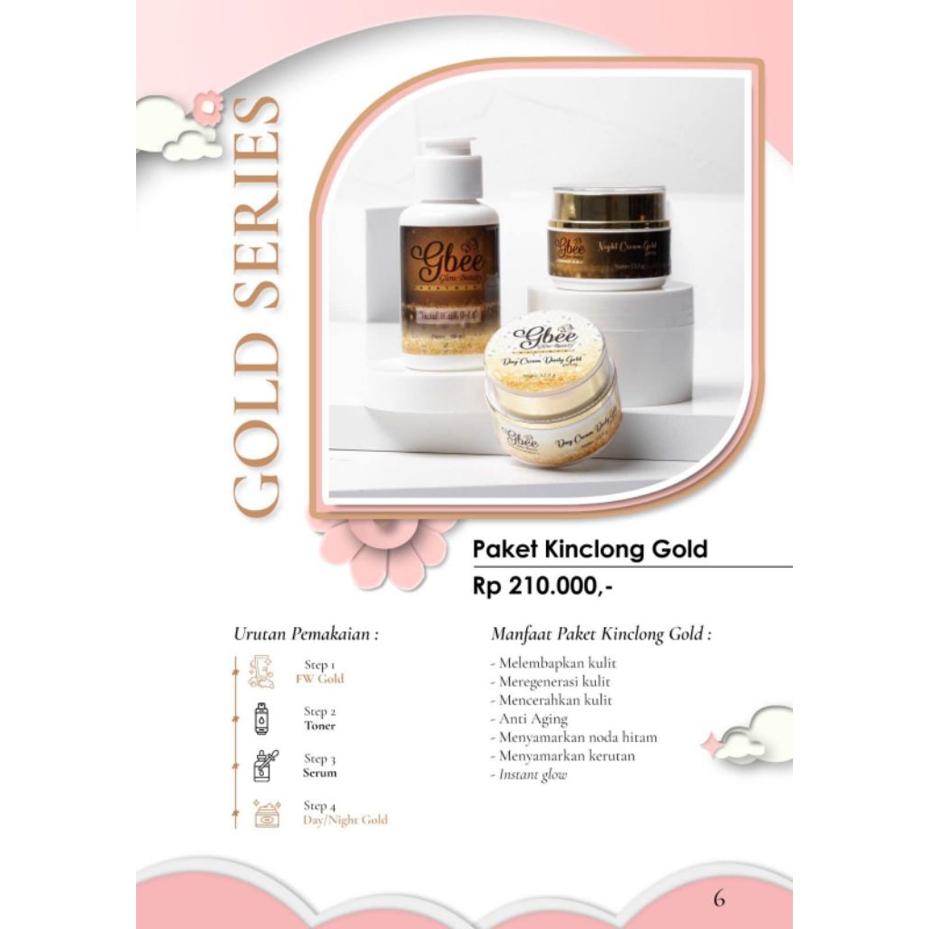 GBEE GLOW BEAUTY  PAKET KINCLONG GOLD SKINCARE ORI 100%BPOM TERLARIS