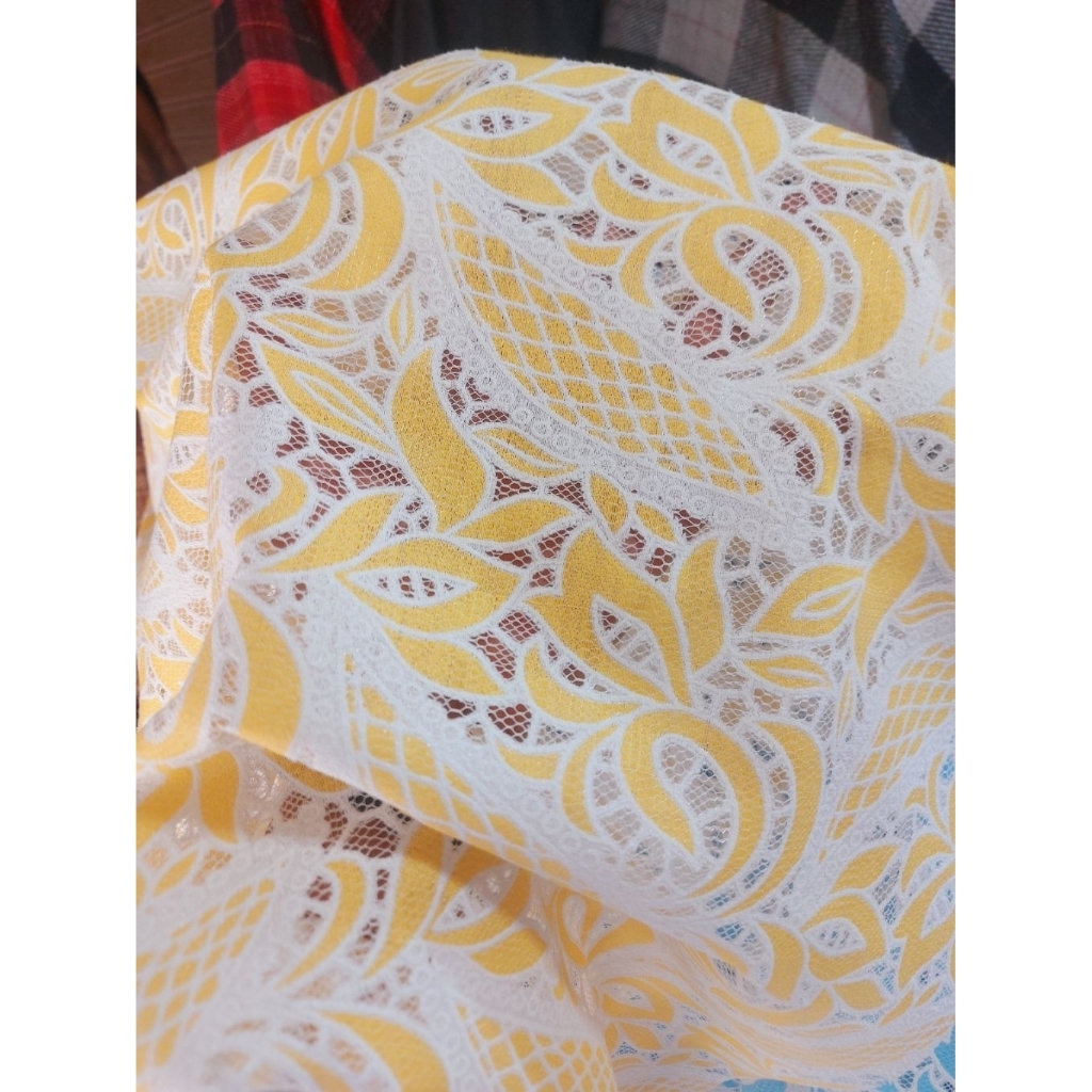 kain brokat Premium - kain brokat katun prada - kain brokat luxury - kain brokat bordir ( kenari ) d