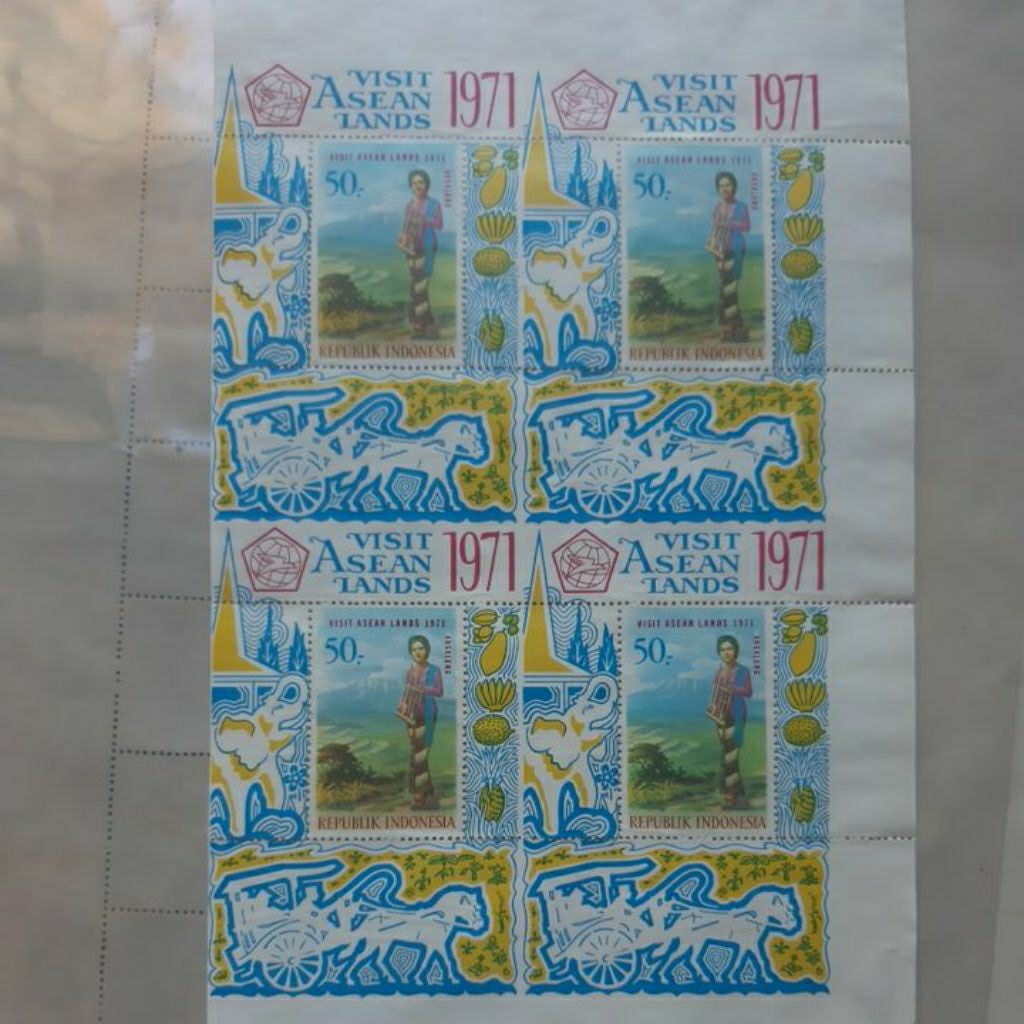 

Perangko Asean Land 1971 uncut sheet gandeng blok prangko