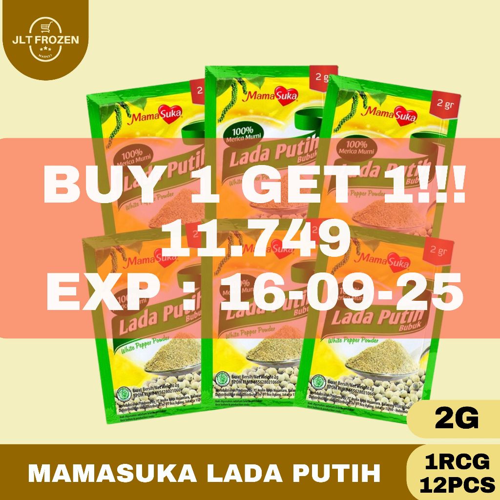 

[ BUY 1 GET 1 ]Mamasuka Lada Putih Bubuk / Merica Bubuk / White Pepper / Bumbu Masak 1RCG/12PCS