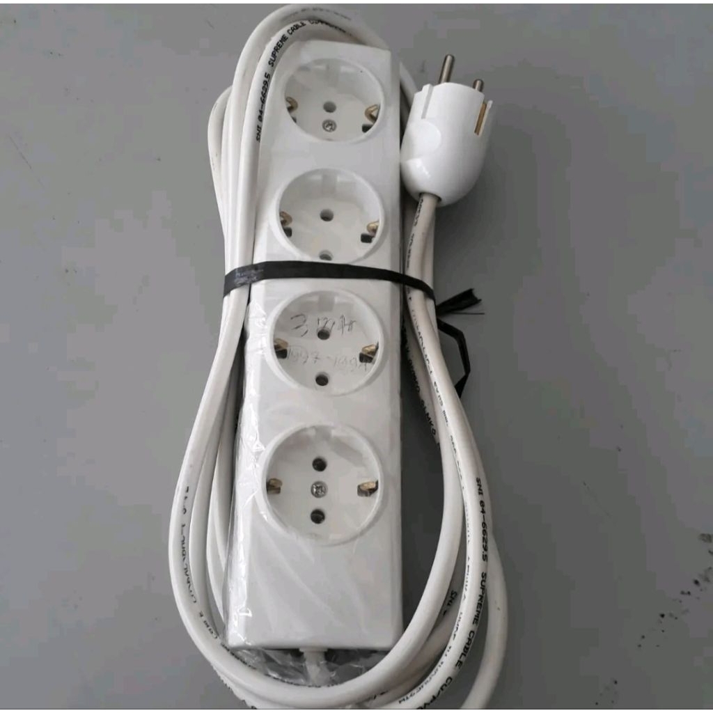 Stop Kontak Colokan BROCO 5 Lubang + Kabel NYMHY 3x1.5mm SUPREME + Steker Broco Set Colokan Saklar S