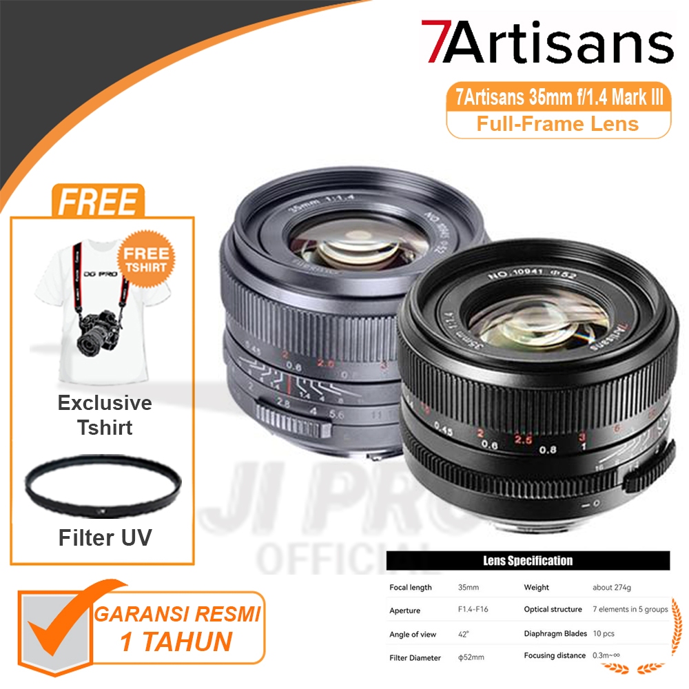 7Artisans 35mm f1.4 Mark III for Sony FE / Panasonic Lumix L / Nikon Z / Canon EOS R Mount Fullframe