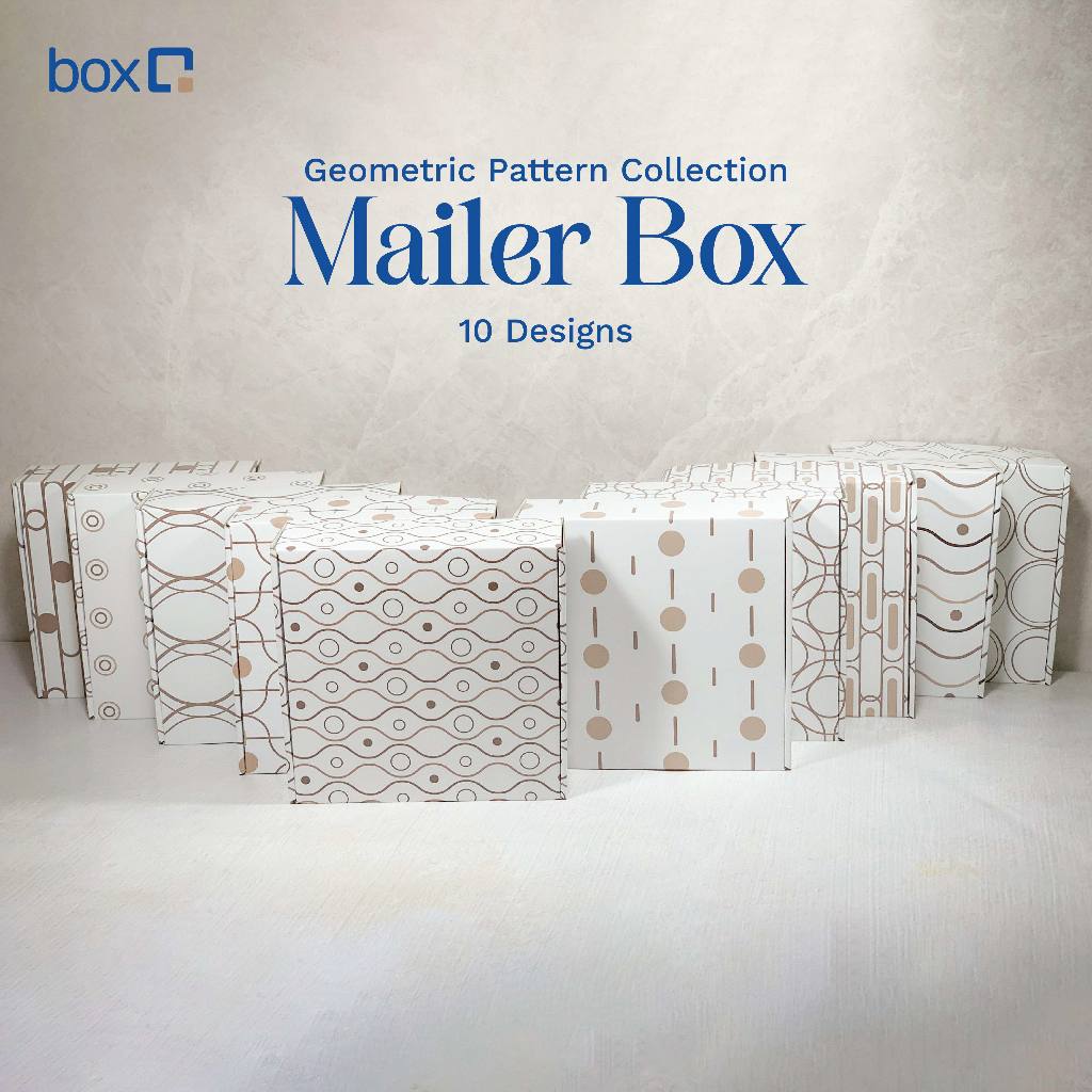 

Mailer Box 10 Desain Geometric Pattern – Kotak Kardus Elegan untuk Hampers, Gift, dan Packaging