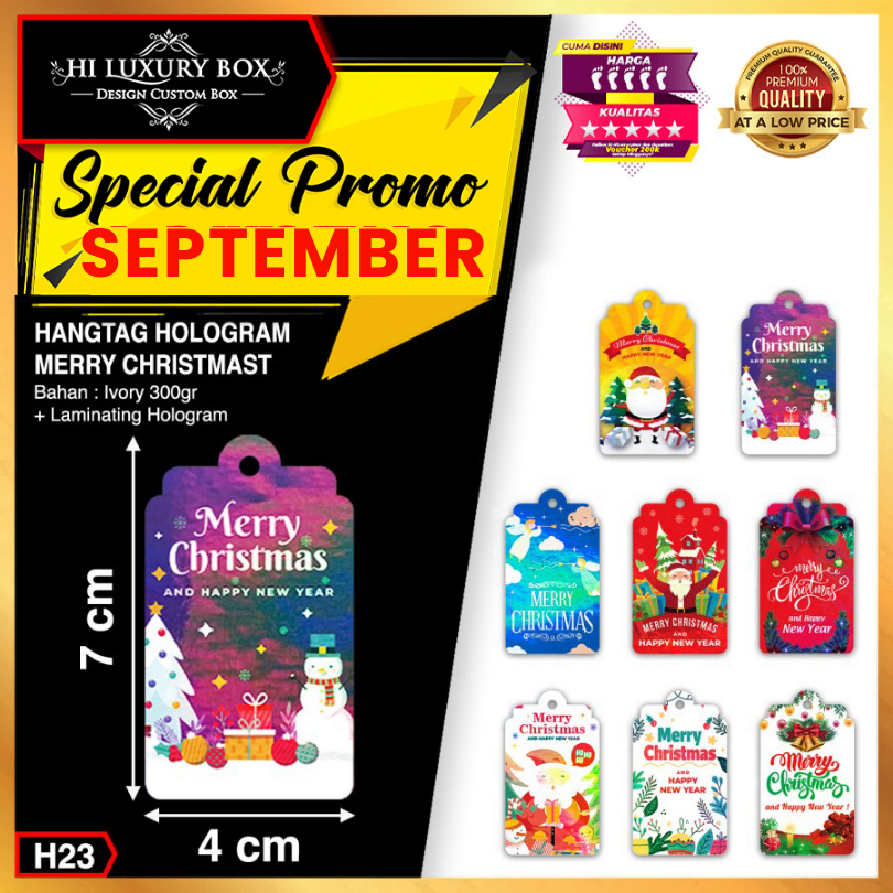 

Hangtag | Hang Tag Natal | Ivory | Hologram | Murah | 7x4 Merry Christmas