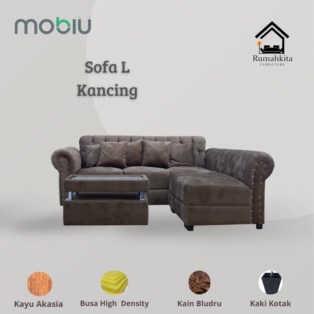 Sofa L Putus Minimalis Kancing