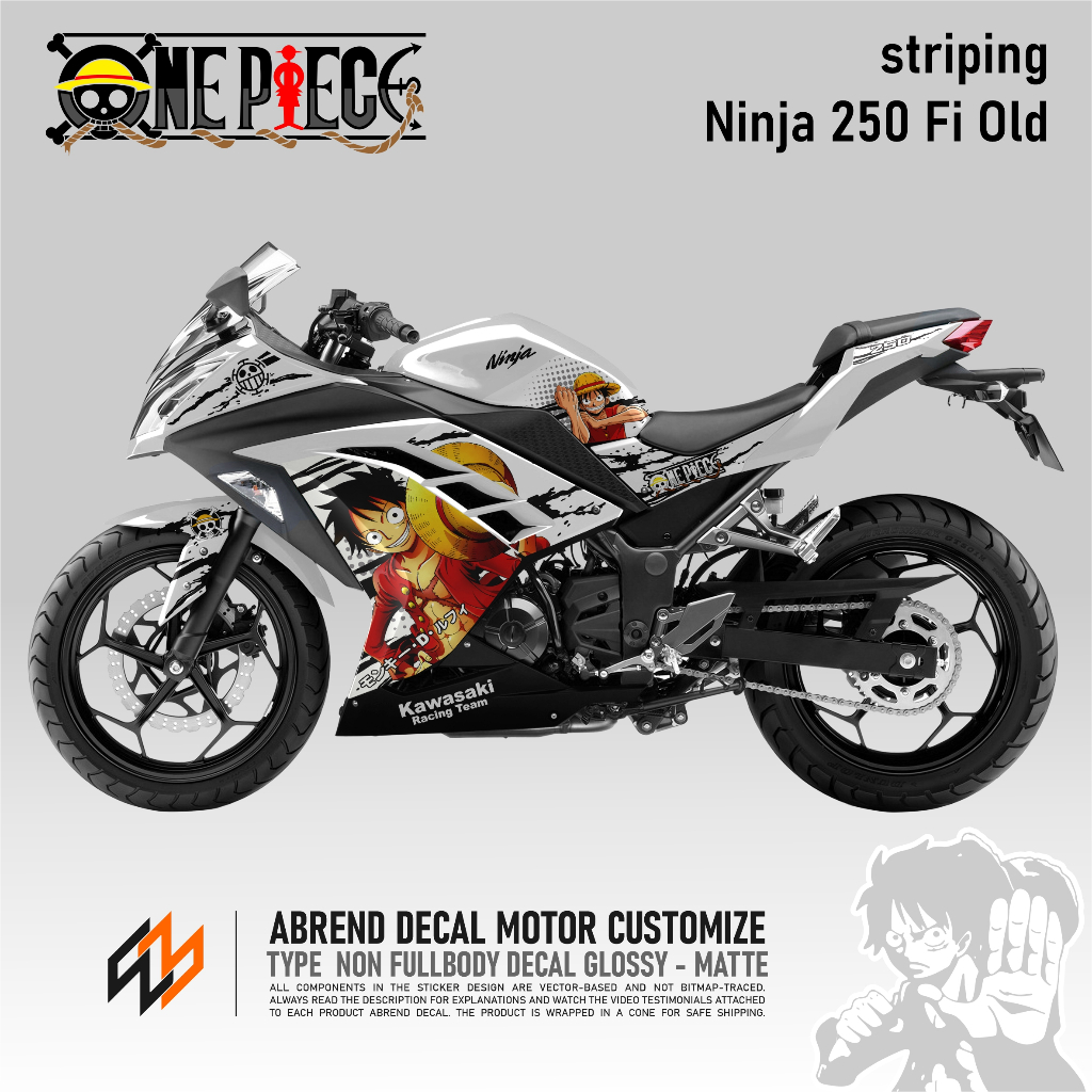 Axedecal Striping Ninja 250 Fi Sticker for Kawasaki Ninja Fi  Decal Set One Piece Monkey D Luffy