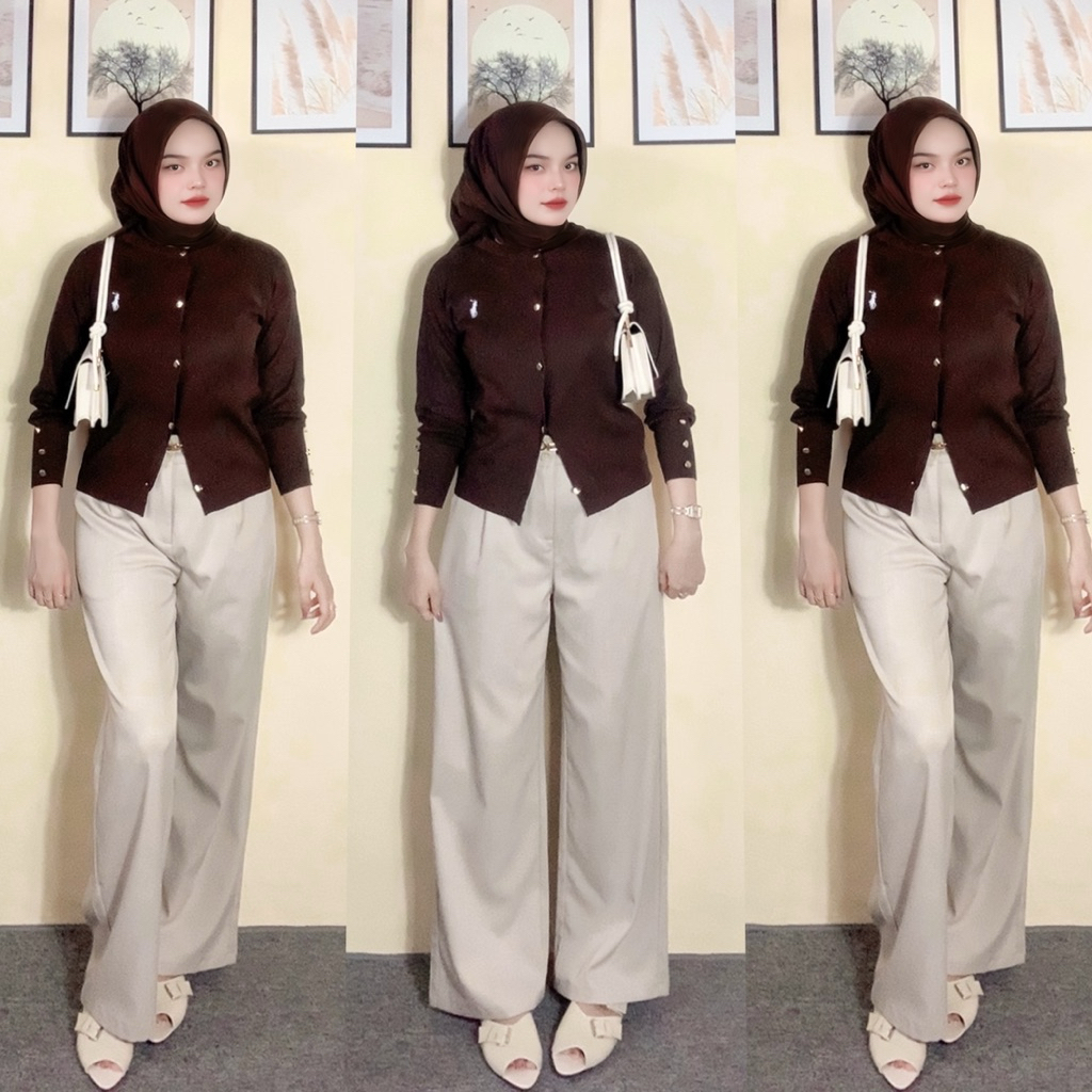 Setelan Wanita / One Set Wanita /Cardigan Rajut + Oro Pants Haighwaist / Setelan Wanita / Setelan Wa