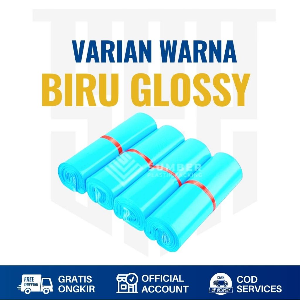 

Plastik Packing Polymailer 17x30 Wrna Biru Glossy isi 100 Pcs Murah