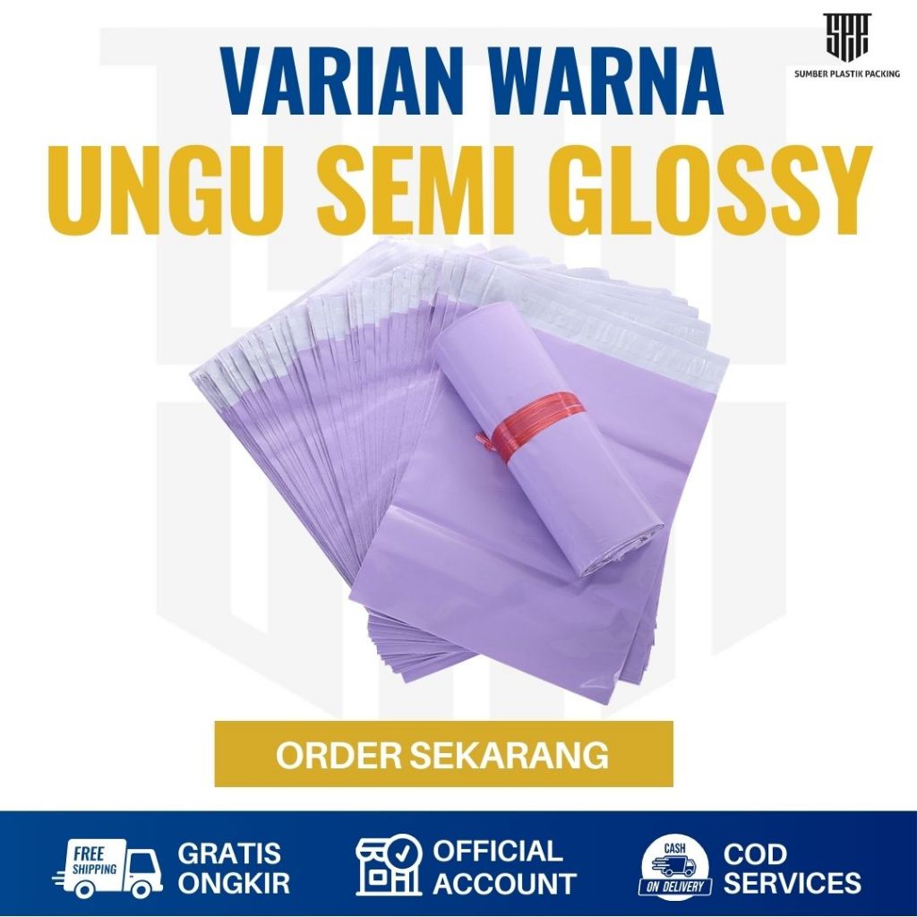 

Plastik Packing Polymailer 17x30 Warna Ungu Semi isi 100 pcs Murah
