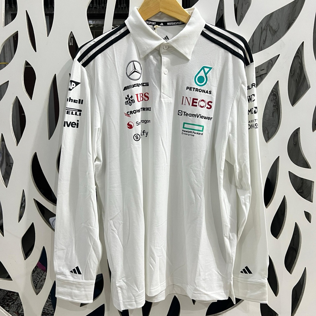 [BNWT/White] Baju Kaos Polo Long Sleeve Adidas Mercedes AMG Petronas F1 2025
