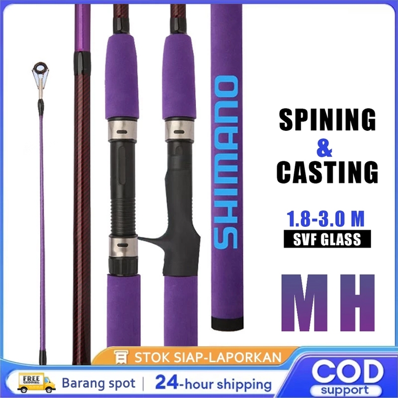 Indonesia SpotSHIMANO fishing rod Joran Pancing Carbon Sutet 2 Bagian Tongkat Pancing Putar/Casting