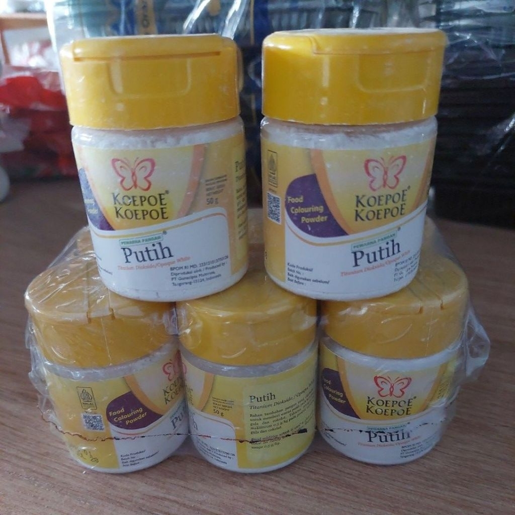 

Pewarna Pangan Koepoe Koepoe (Kupu-Kupu) Putih Kemasan Bubuk 50 gram