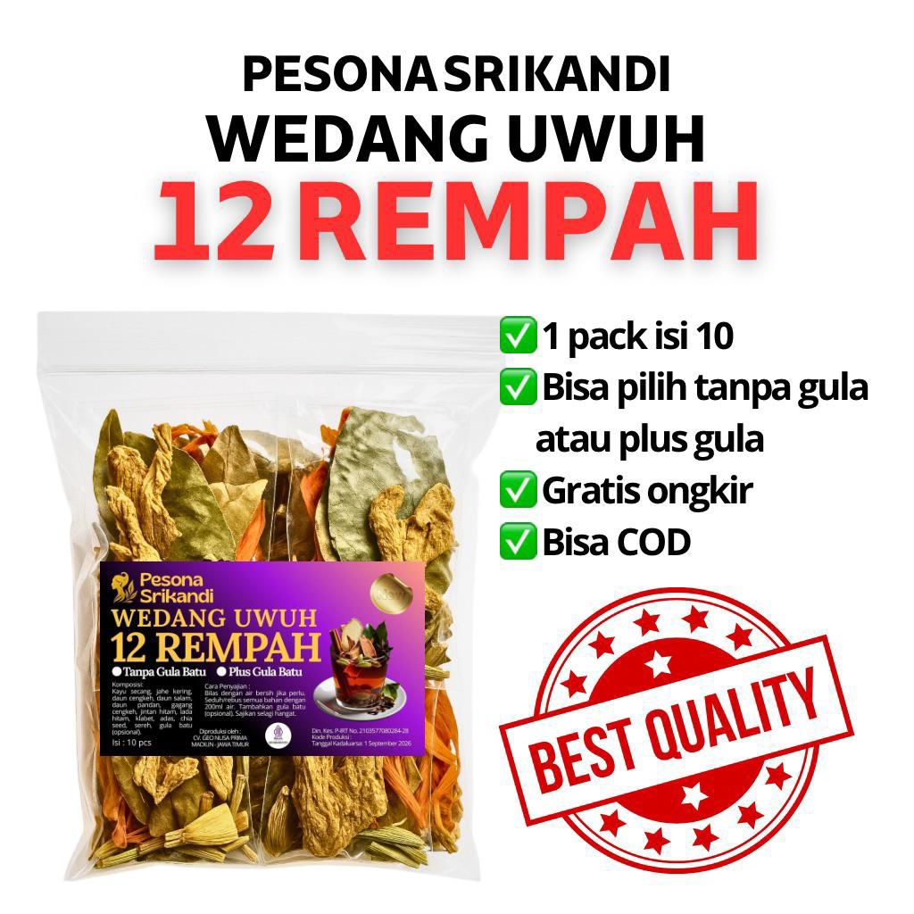 

PAKET 100 PCS (10 PACK) WEDANG UWUH 16 REMPAH PESONA SRIKANDI