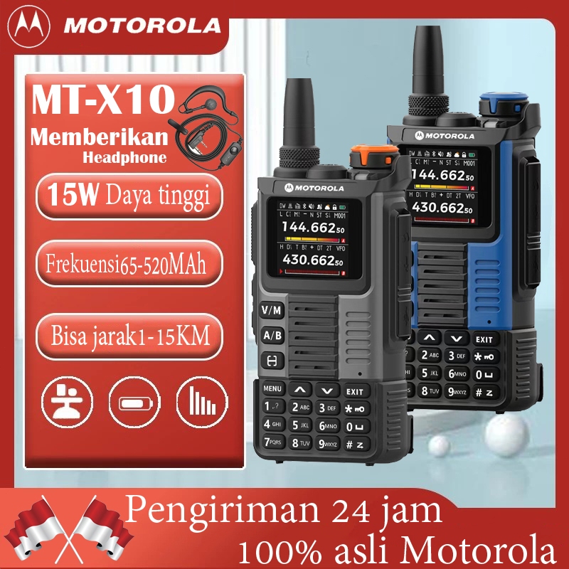 DY HT Motorola X10 15 Watt Walkie Talkie Radio Jarak Jauh 20KM satu tombol untuk frekuensi Walky