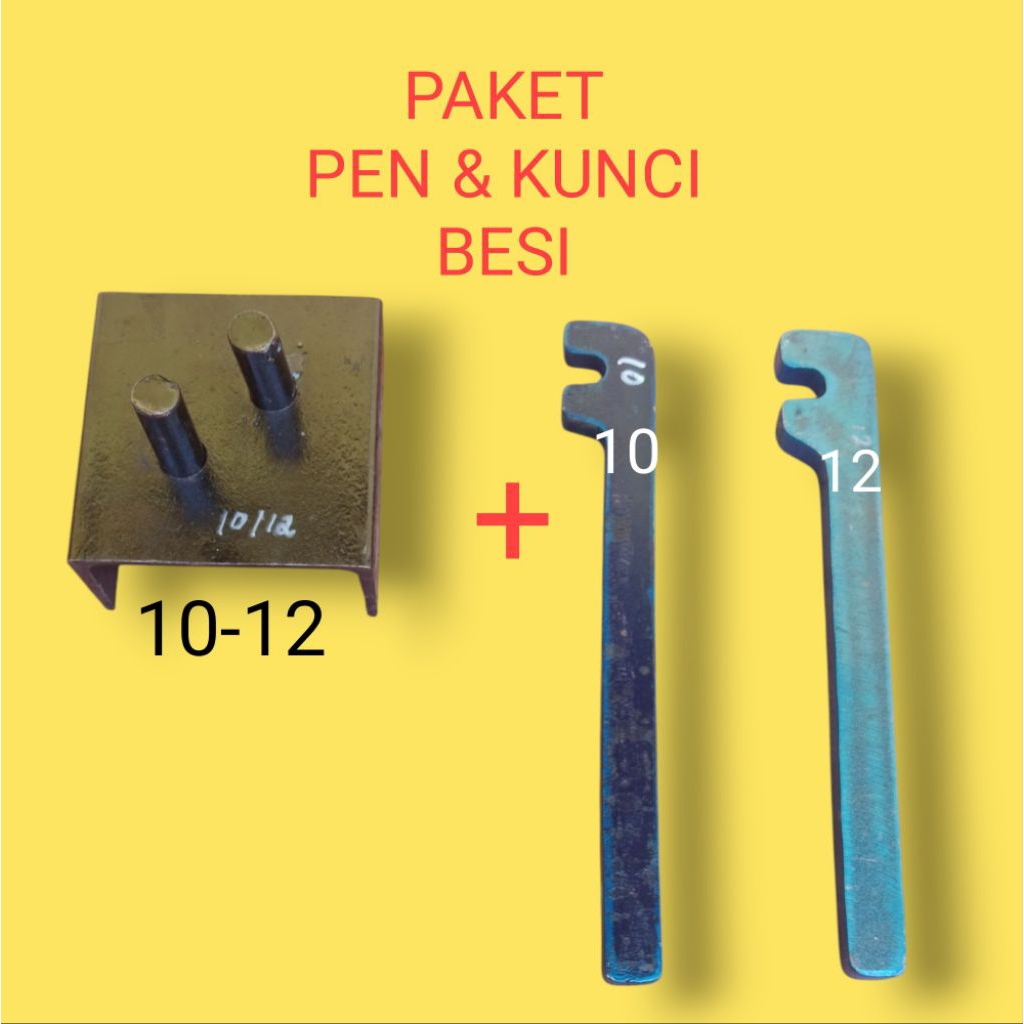 Paket - Alat Penekuk Besi Beton - Pen Besi Ambalan 10 -12 dan Kunci Besi Beton 10 & 12 - Kuat dan Ko