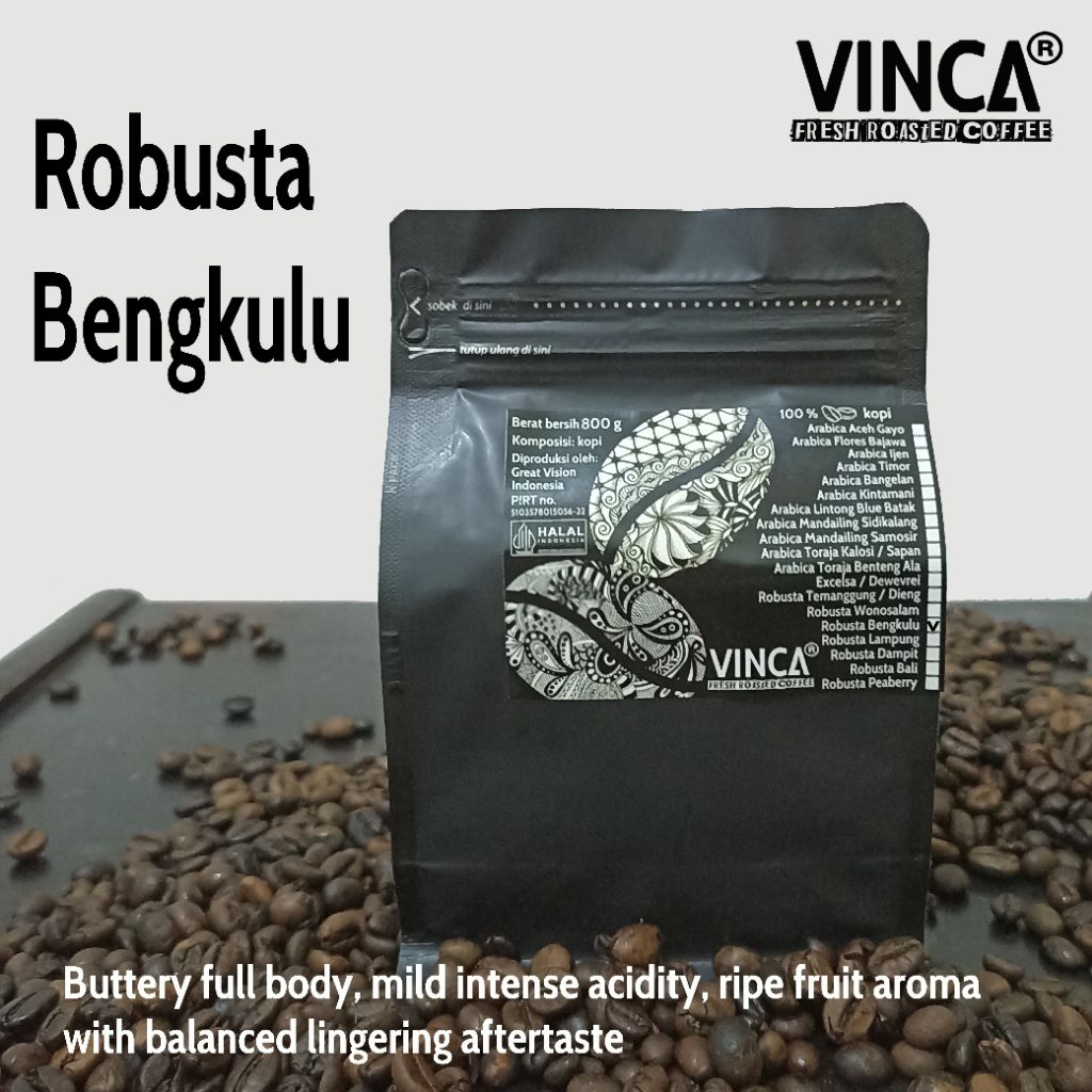 

Vinca kopi Robusta Bengkulu 780-820 gram ( level roast sesuai pesanan )