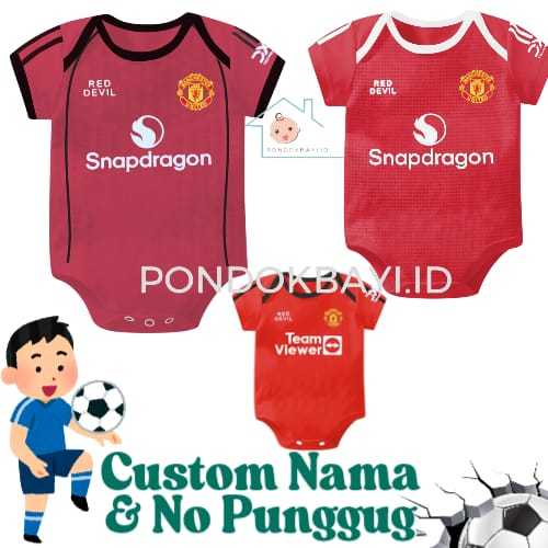 PONDOKBAYI-Jumper Bayi Baju Bola M U  /Jumpsuit Bola Bayi / JUMPER JERSEY BABY LAKI LAKI PEREMPUAN