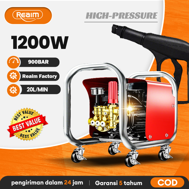 REAIM 900Bar Alat Cuci Motor  High Pressure Cleaner Jet Cleaner Mobil Mesin Cuci Mobil Alat steam cu