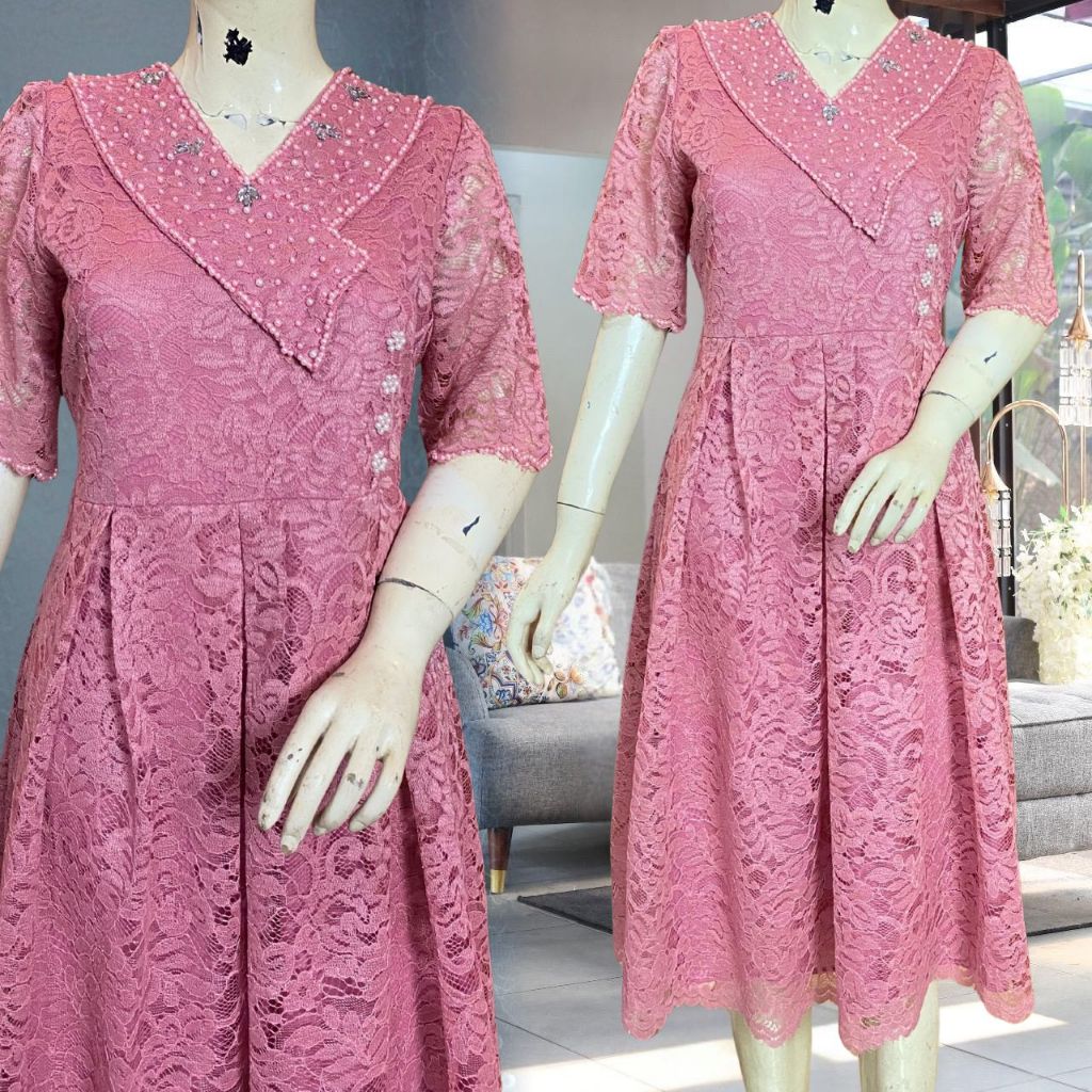 TAMARA-Dress brukat gisel viloza terbaru 2025 gaun pakaian natal modern natal dress seragaman gereja