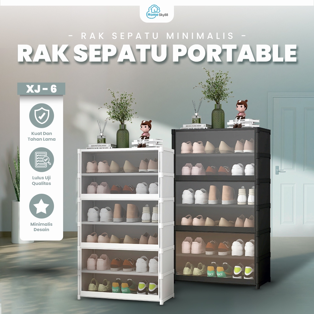 Rak Sepatu Minimalis Pintu Transparan Rak Sepatu Tertutup Anti Debu XJ-6 Kotak Sepatu Tertutup