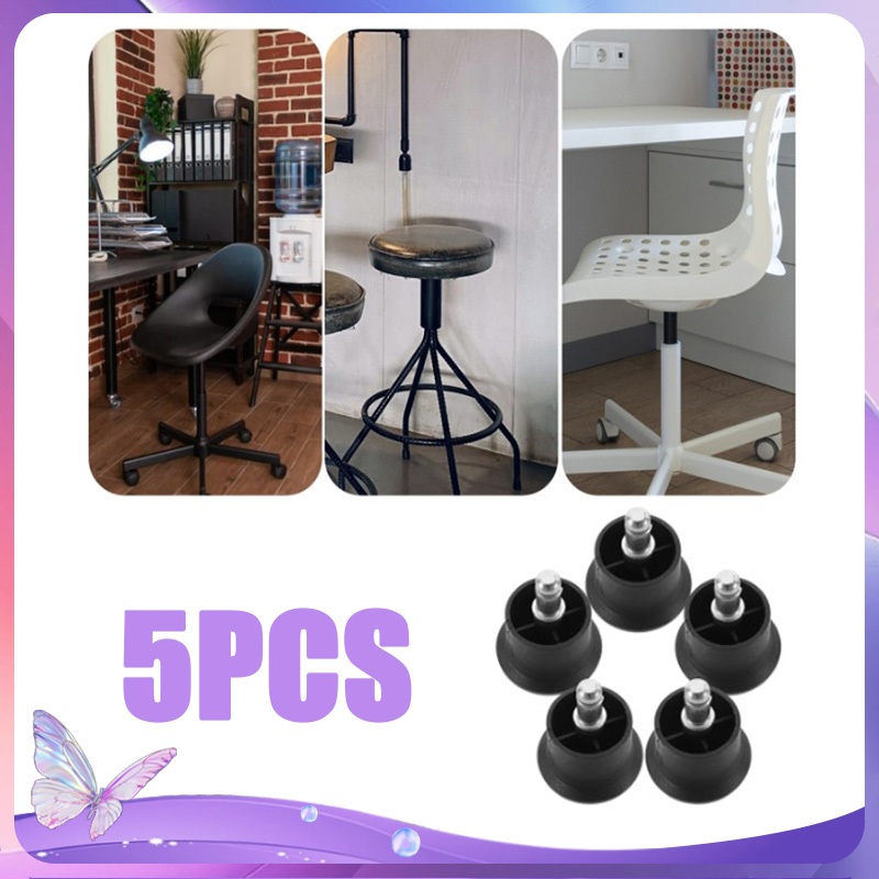 5pcs Roda Kursi Kantor Stabil Roda Kastor Stabil/Glider Roda Stabil Kursi Kantor Tancap