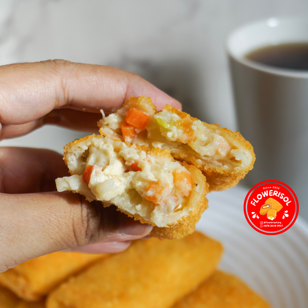 

Risol by Flowerisol | Frozen | Mayo Sosis Ayam | Mayo Smoked Beef | Ragout Ayam | Choco Cheese | Bolognese Mozzarella