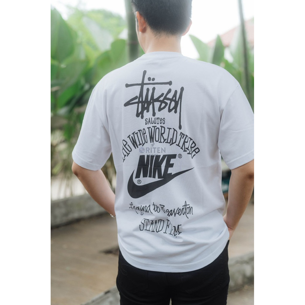 NIKE X STUSSY The World Tribe Tee White Original / Baju Kaos Stussy Authentic