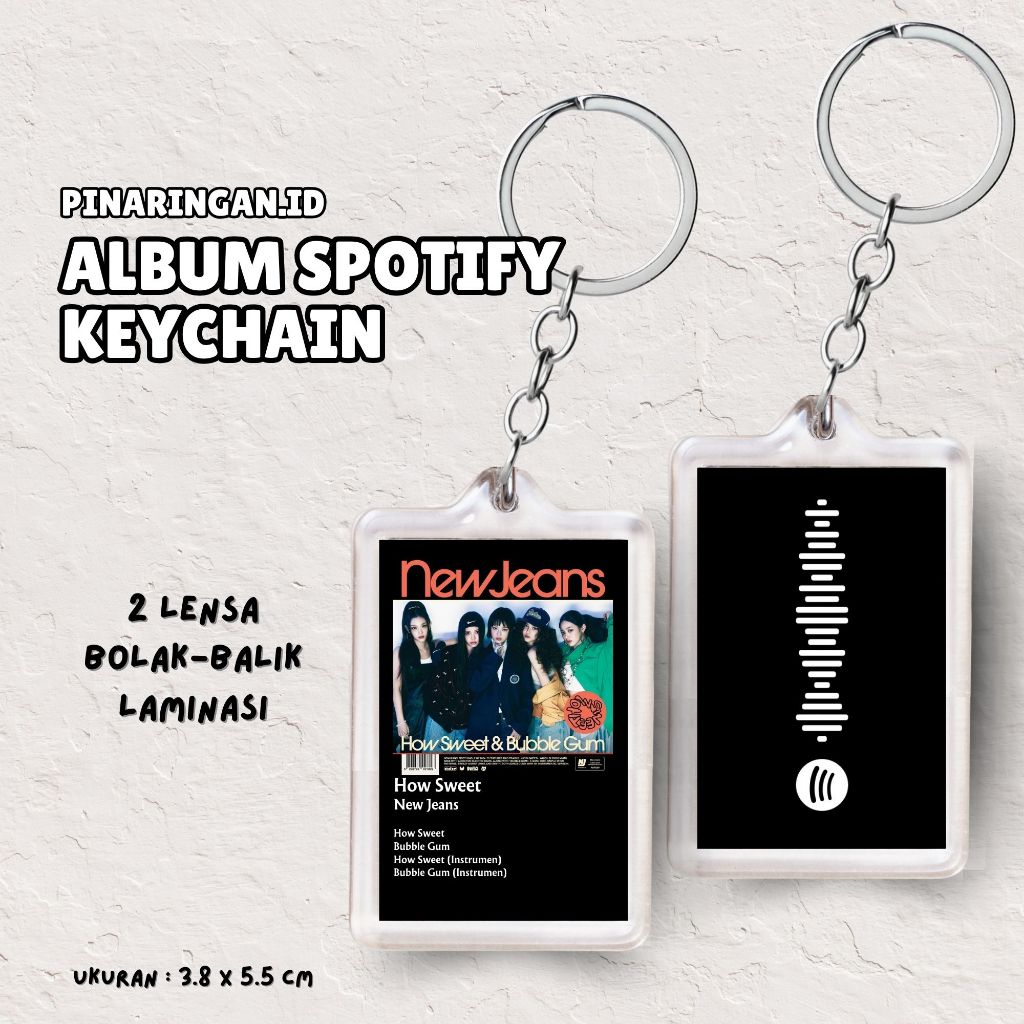 (New Jeans) GANCI PREMIUM ACRYLIC SPOTIFY ALBUM BISA DI SCAN DI SPOTIFY FULL LAMINASI GLOSSY TAHAN L