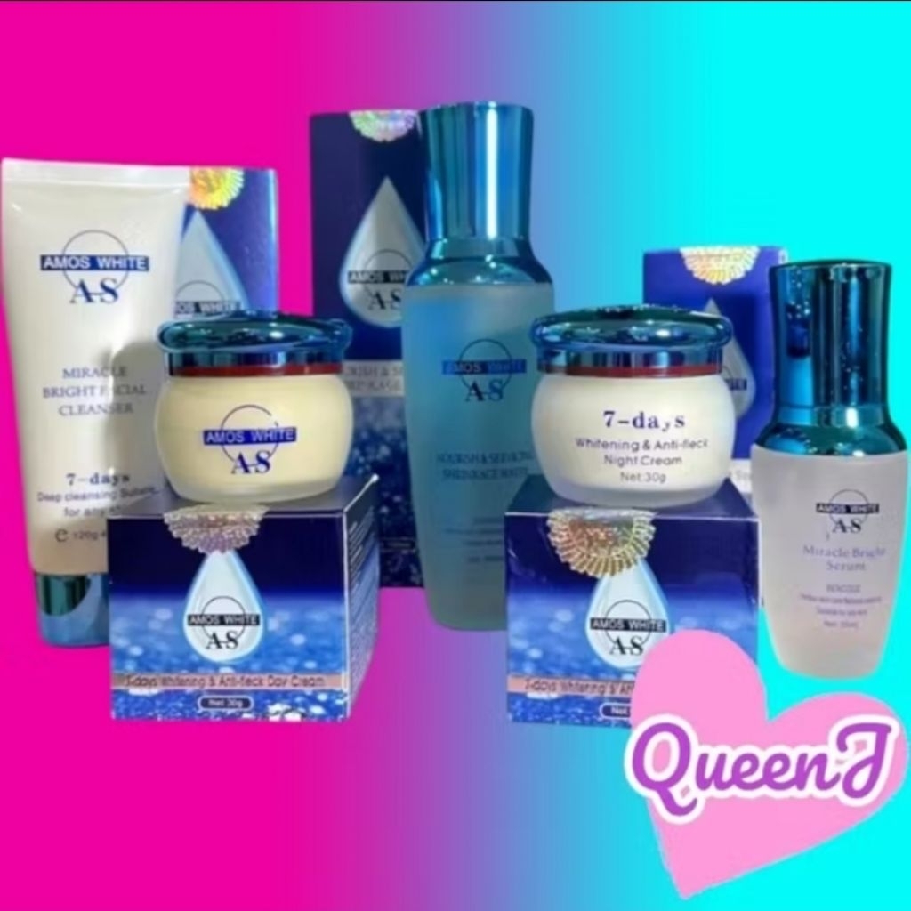 PAKET PEMUTIH WAJAH AMOS WHITE SABUN TONER SERUM CREAM SIANG MALAM
