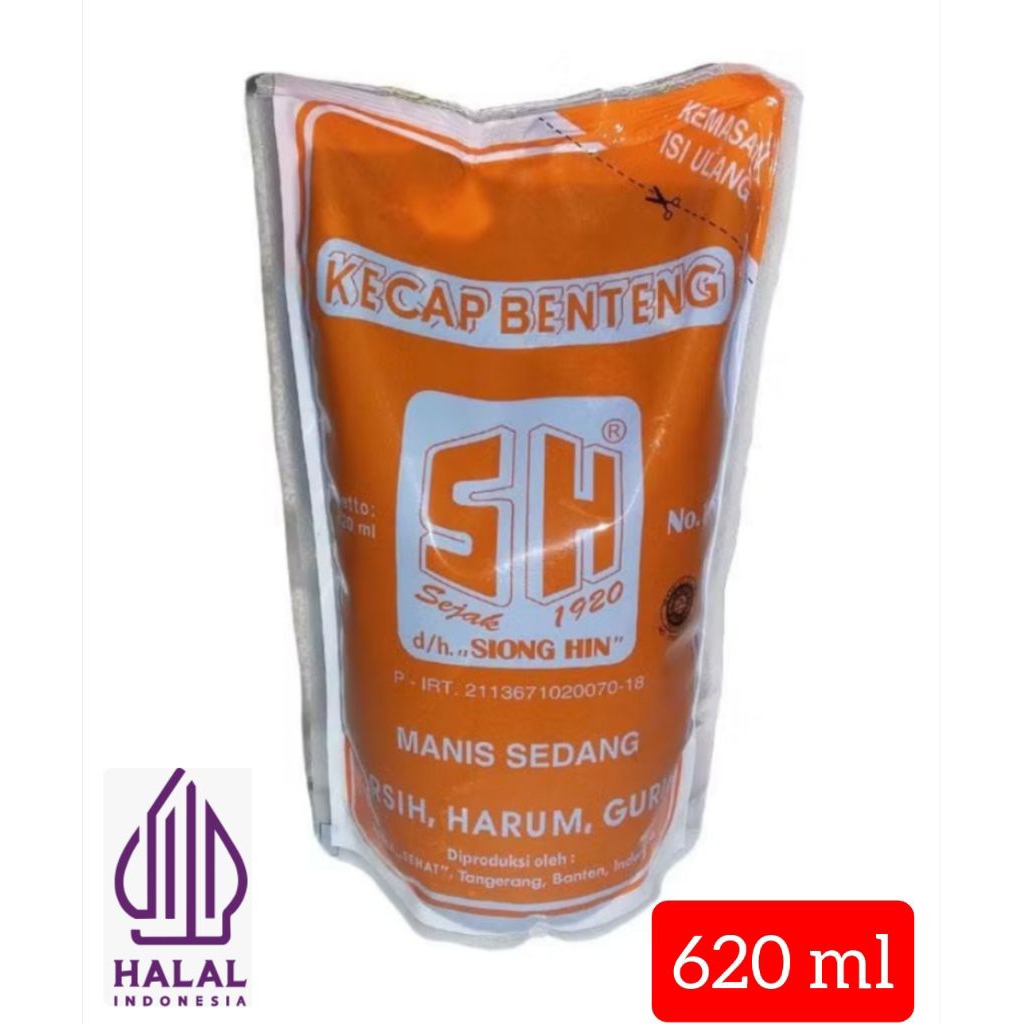 

kecap manis benteng S H 620 ml. refill label halal