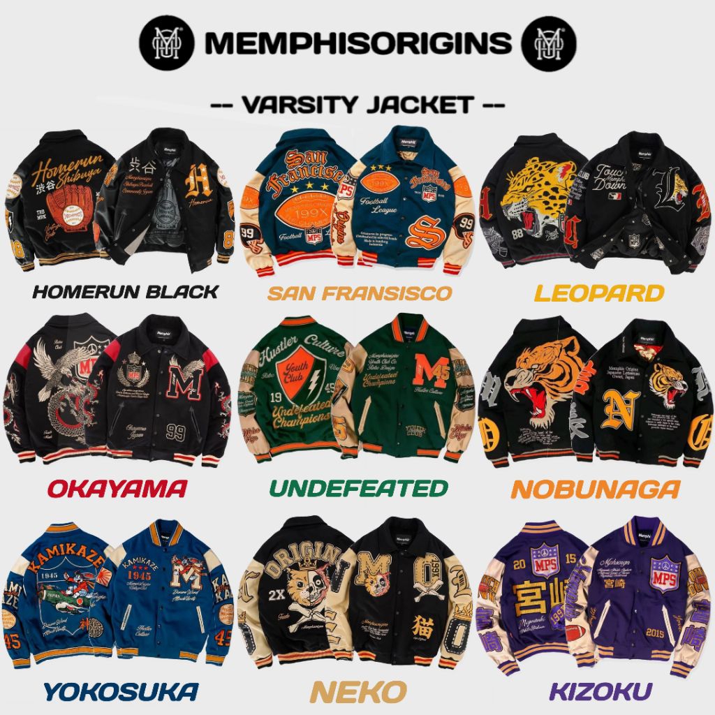 VARSITY JACKET MEMPHIS - NEKO | SAN FRANSISCO | LEOPARD | NOBUNAGA | HOMERUN BLACK | OKINAWA | YOKOS