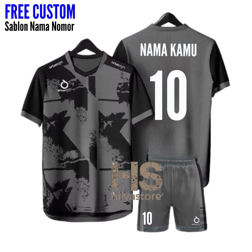 Free Custom Sablon Nama Nomor Setelan Jersey Olahraga Dewasa Baju Bola Futsal Voli Terlaris