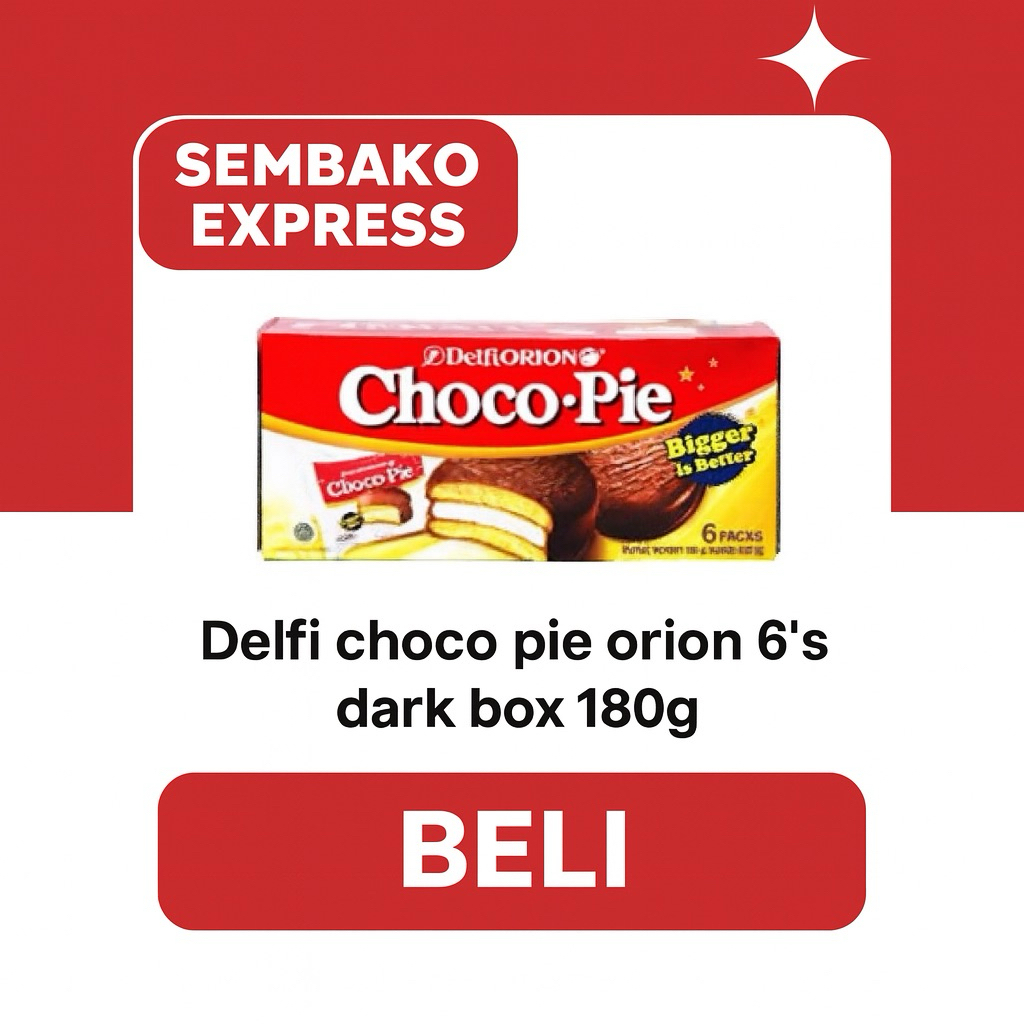 

Delfi Choco Pie Orion 6’s 180g – Kue Lembut Isi Marshmallow
