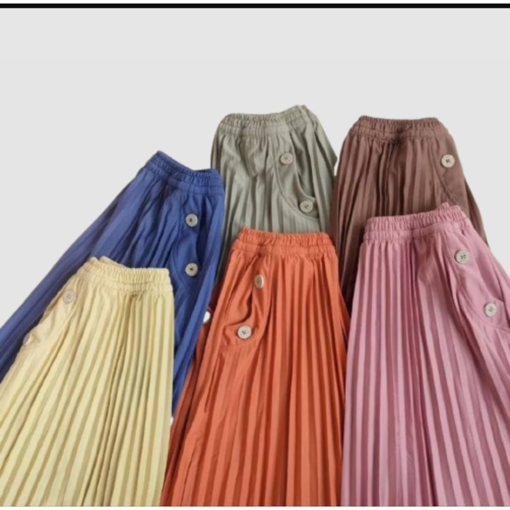 exclusive rok plisket rania zr dan hi fashion original variasi saku kancing original