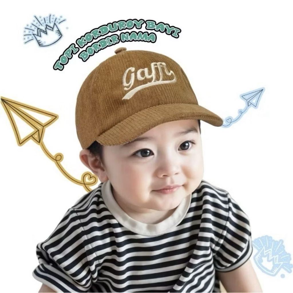 Topi Bayi Corduroy Custom Bordir Nama Premium Topi Anak Corduroy Premium Bordir Nama Topi custom fre