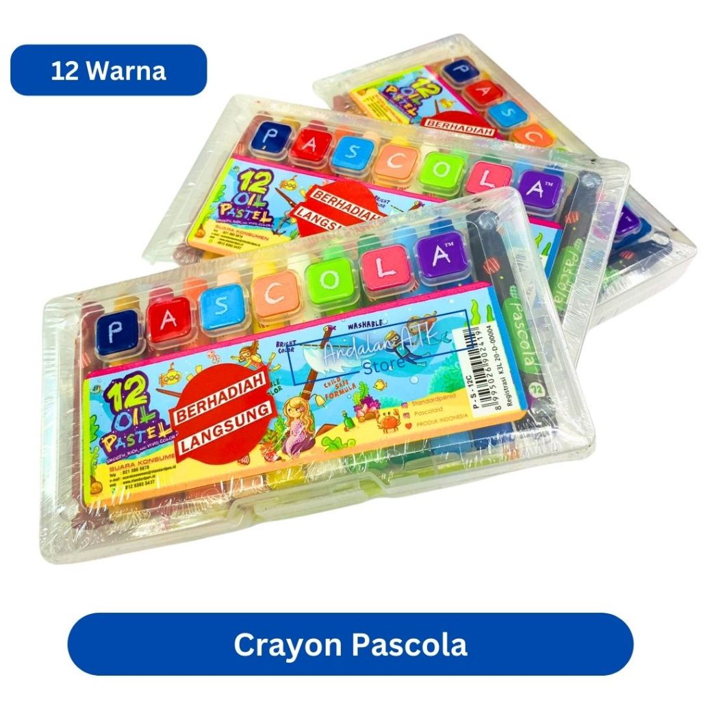 

Krayon / Crayon PASCOLA Isi 12 Warna Krayon Oil Pastel Krayon Standard / 1 Set isi 12 Warna