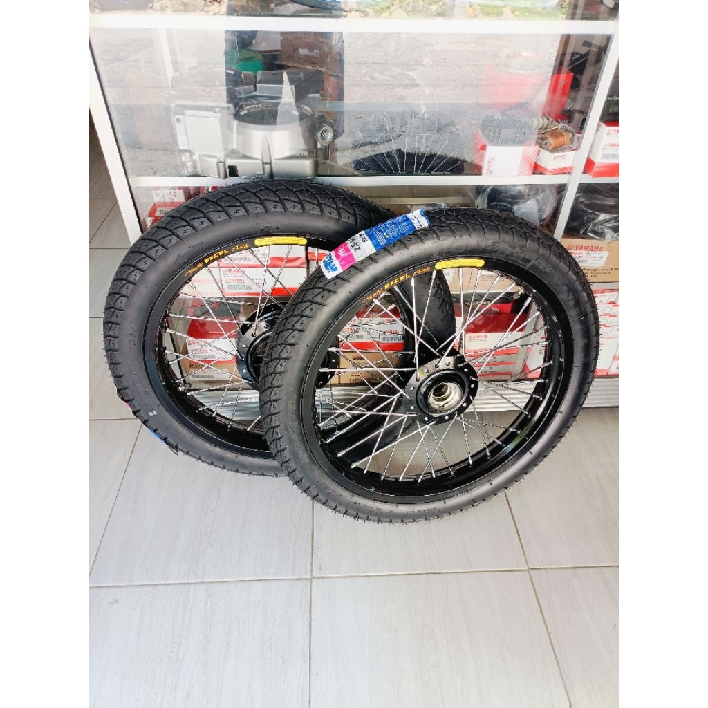 VELG RXKING SIAP RAKIT ROSSI ORIGINAL RING 18 UKURAN 160/185 HITAM GLOSSY SET BAN LUAR DALAM IRC NR 