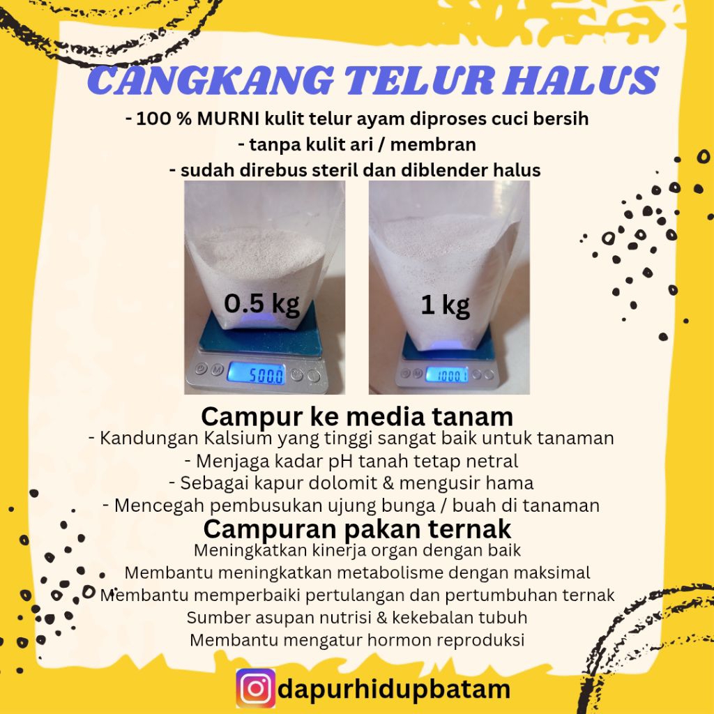 Cangkang Kulit Telur Halus untuk Pupuk dan Pakan Ternak