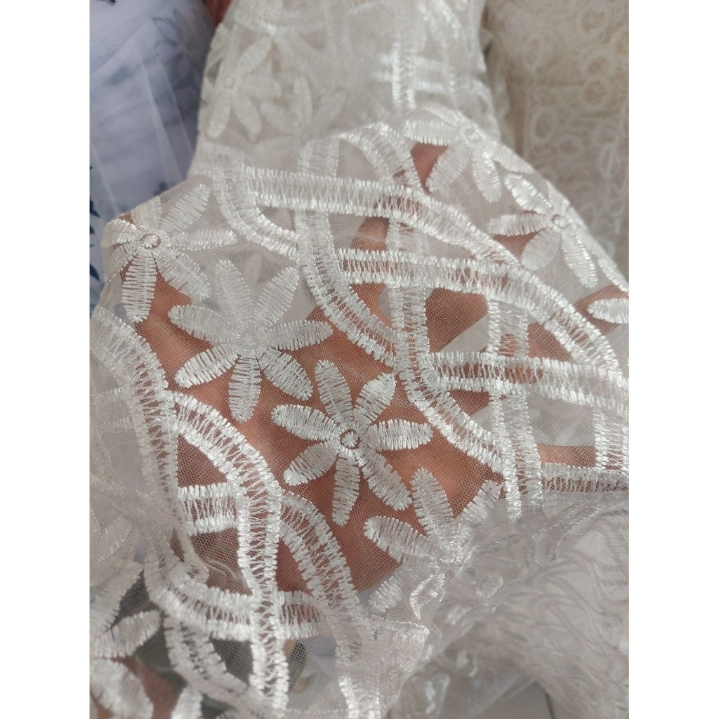 kain tile bordir Premium  - kain tile bordir bunga  - kain tile bordir original ( BW ) kt