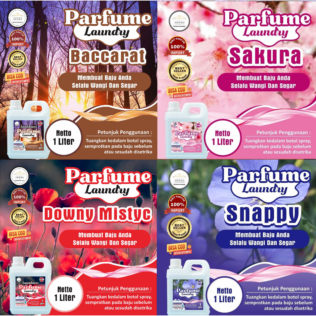 PARFUM LAUNDRY BEST SELLER 1 Liter / Bibit Parfum Import / Parfum Laundry Tahan Lama ( Sakura, Snapp