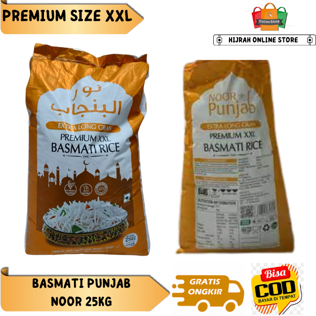 

BERAS BASMATI PUNJAB NOOR 25KG INDIA PAKISTAN I BERAS KHAS TIMUR TENGAH QUALITY PREMIUM I BERAS RENDAH KALORI UNTUK DIET I OBAT DIABETES