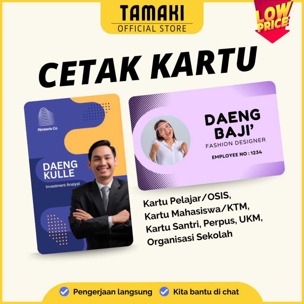

Cetak Kartu Pelajar / Cetak Kartu Mahasiswa KTM / Kartu OSIS / Kartu Santri / Cetak Id Card