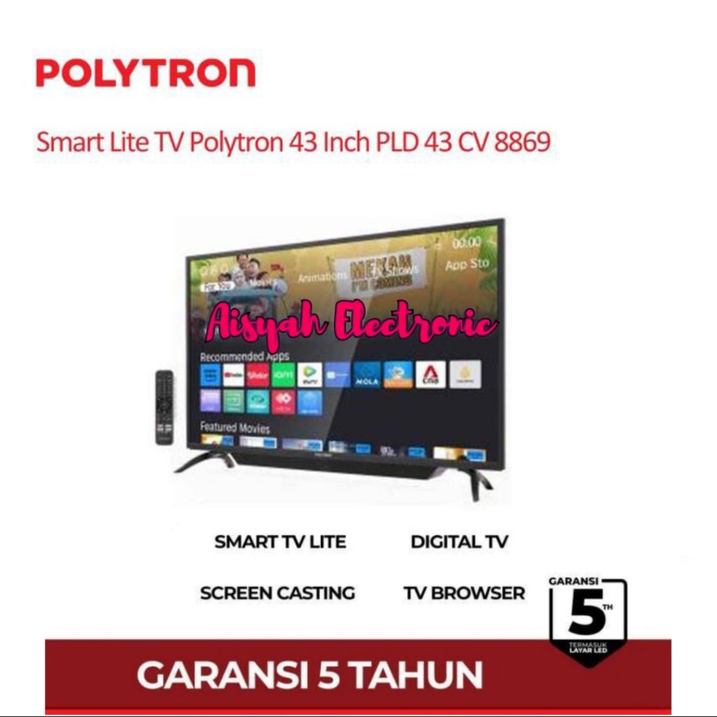 SMART TV POLYTRON 43 INCI 43CV8869 FHD GARANSI 5 TAHUN